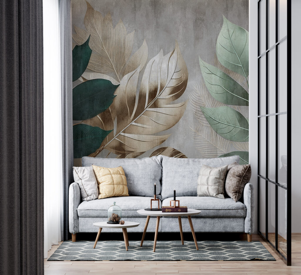 Green leaves on planks — interior 4