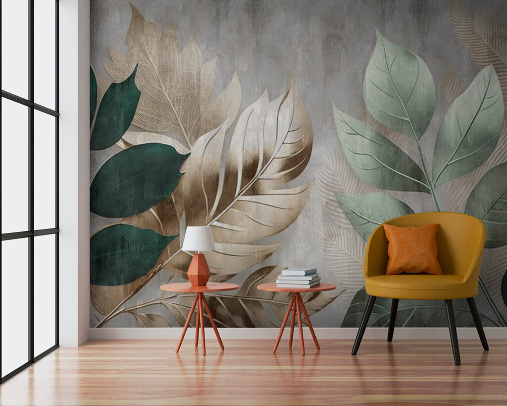 Green leaves on planks — interior 6