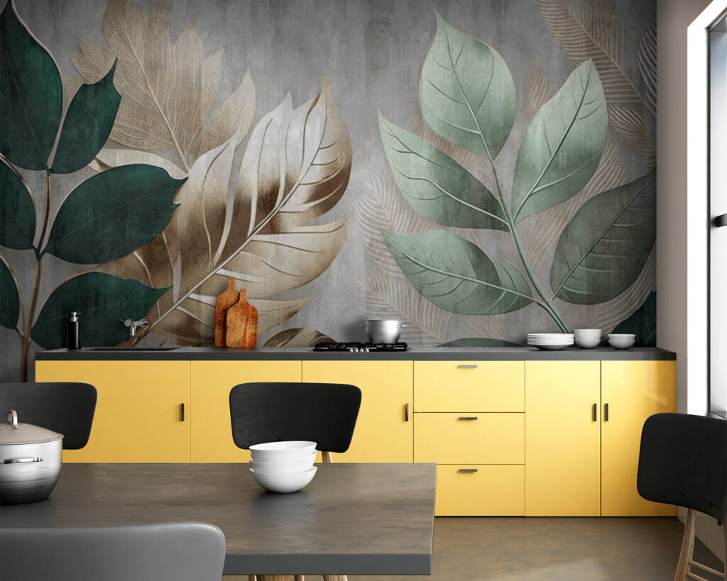 Green leaves on planks — interior 9