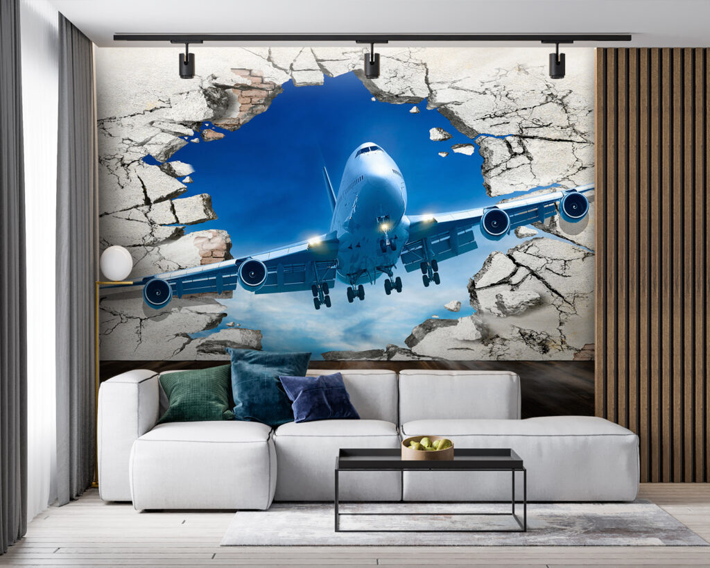 Plane through cracked wall — interior 3