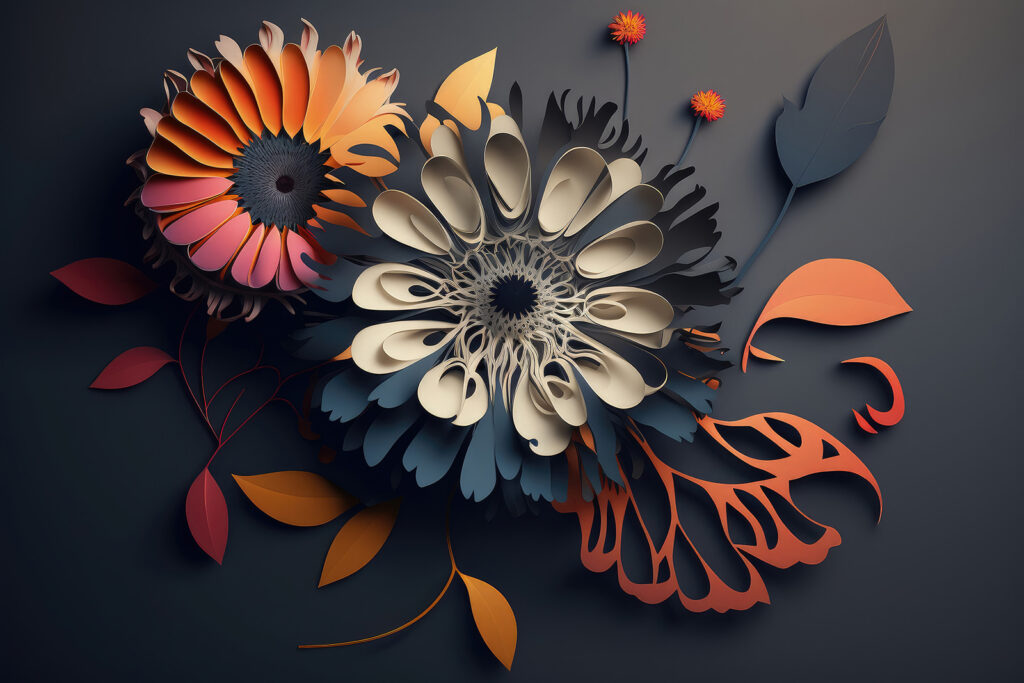 Flowers in folded layers — full design