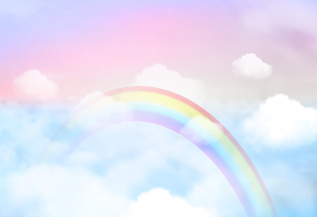 Rainbow in soft clouds — full design