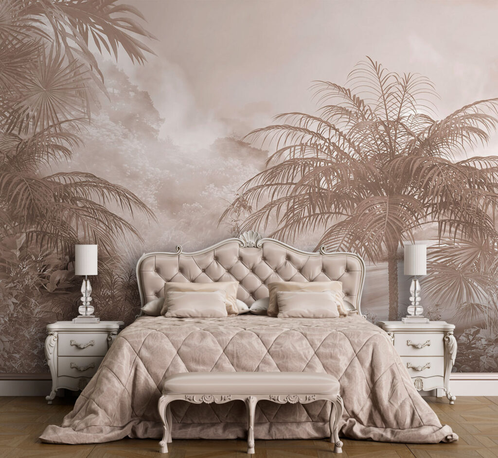 Palms before misty mountains — interior 2