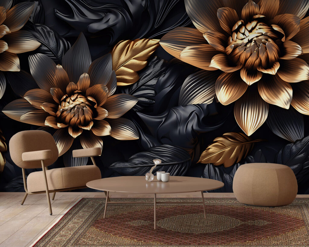 Golden flowers among leaves — interior 2