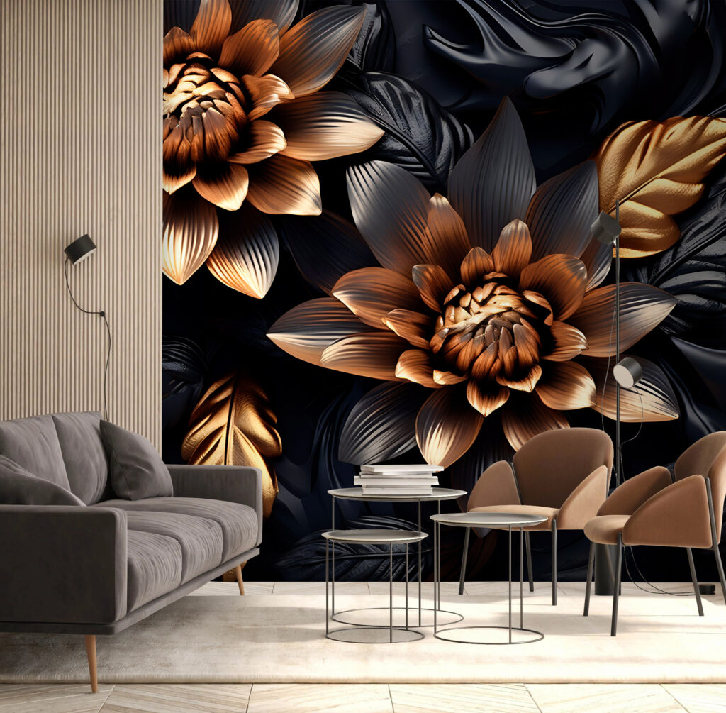 Golden flowers among leaves — interior 3
