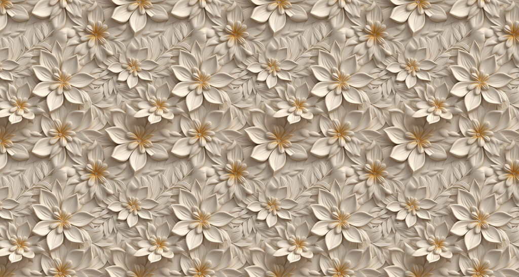 Cream flower relief — full design