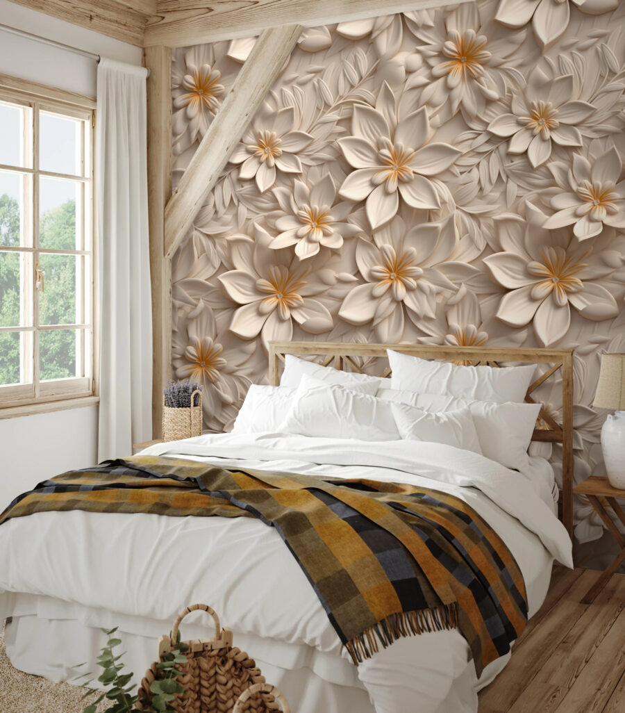 Cream flower relief — interior 2