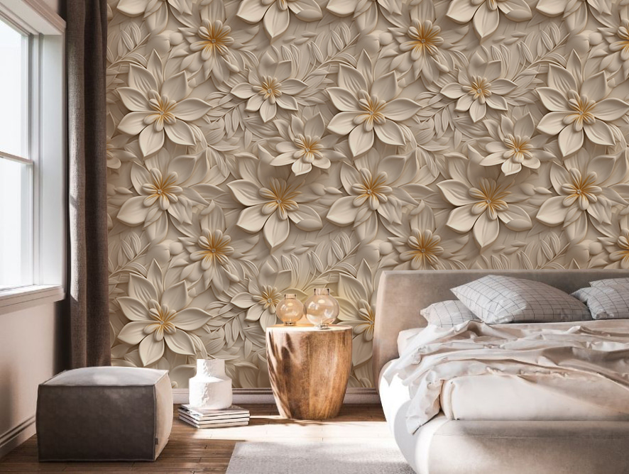 Cream flower relief — interior 3