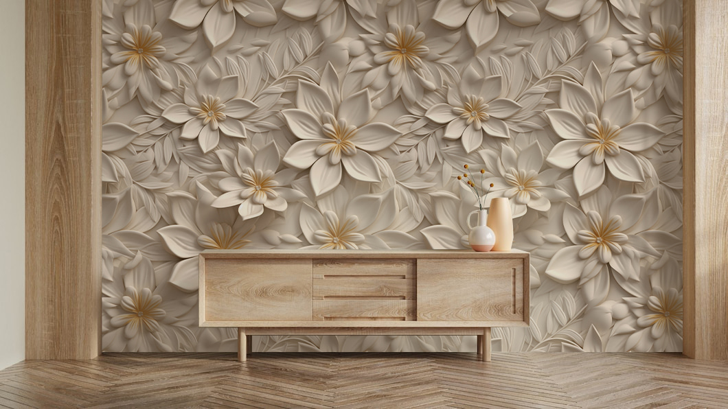 Cream flower relief — interior 5
