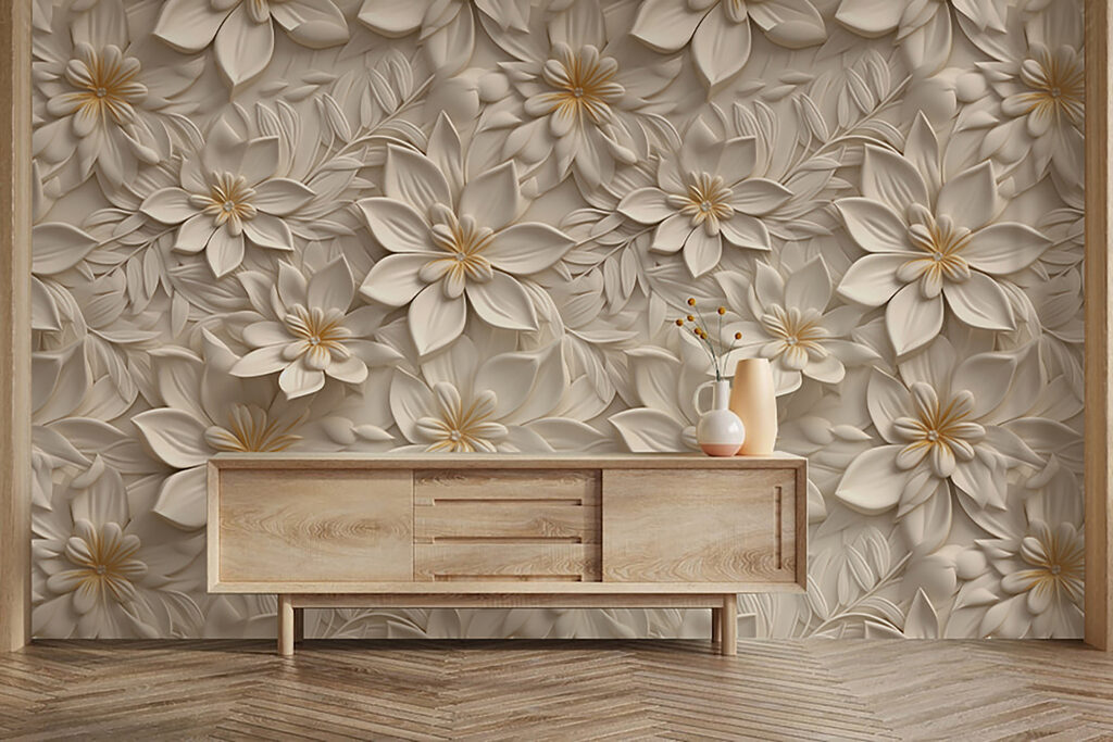 Cream flower relief — interior 7