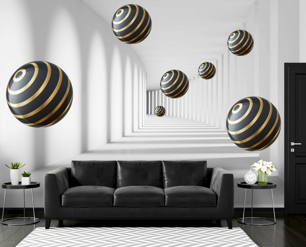 Floating Spheres in an interior