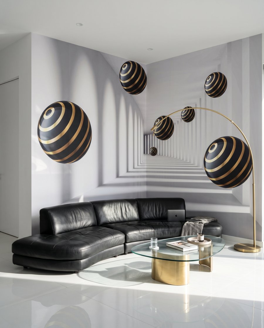 Floating Spheres in an interior