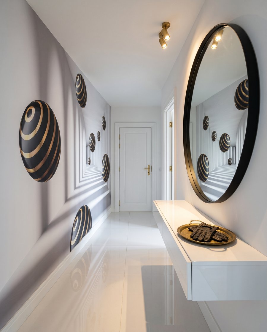 Floating Spheres in an interior