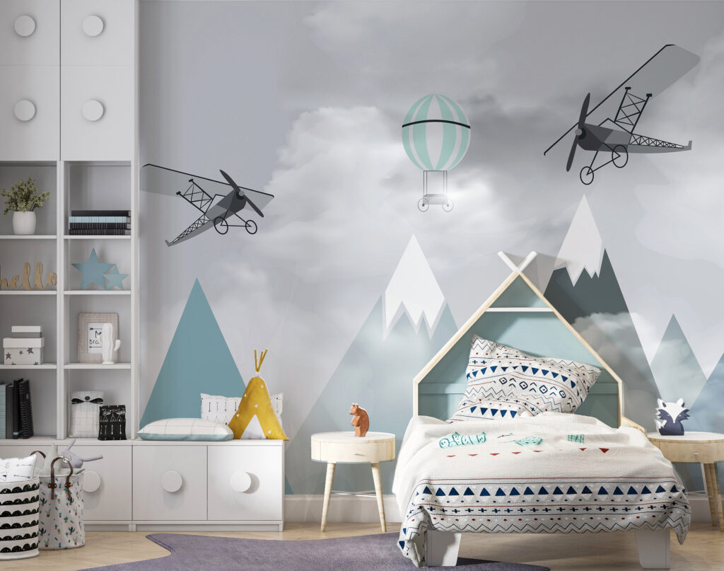 Planes above turquoise peaks — interior 1