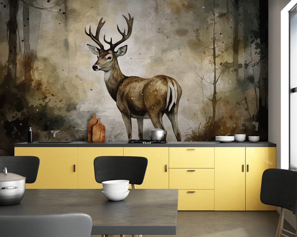 Deer in woodland watercolour — interior 5