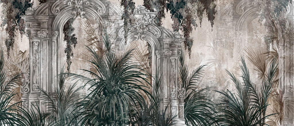 Palms before old arches — full design