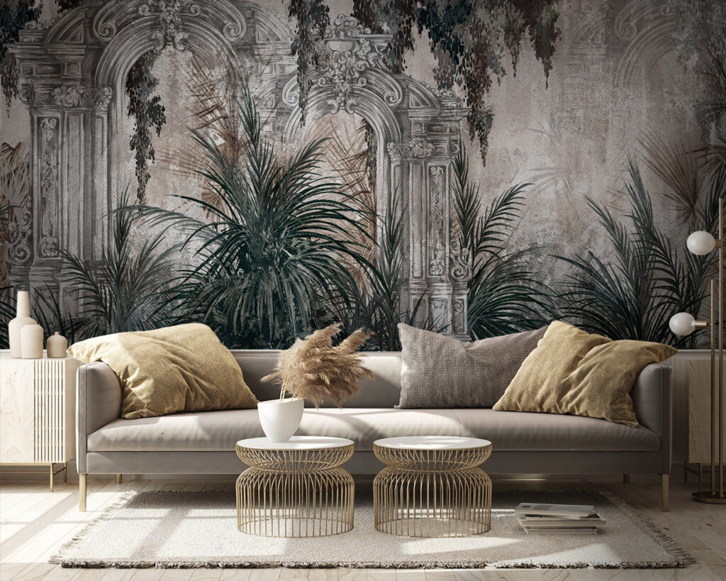 Palms before old arches — interior 3