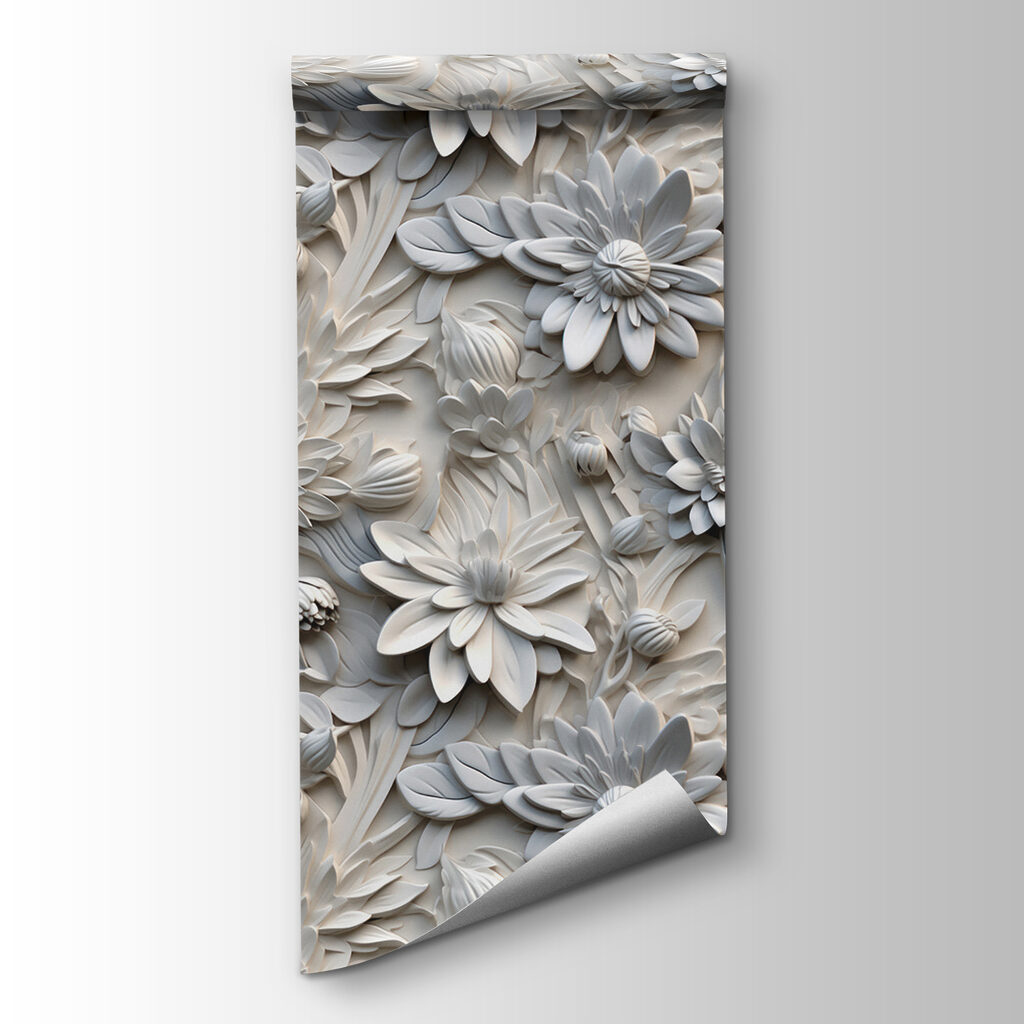 White flowers in relief — product view