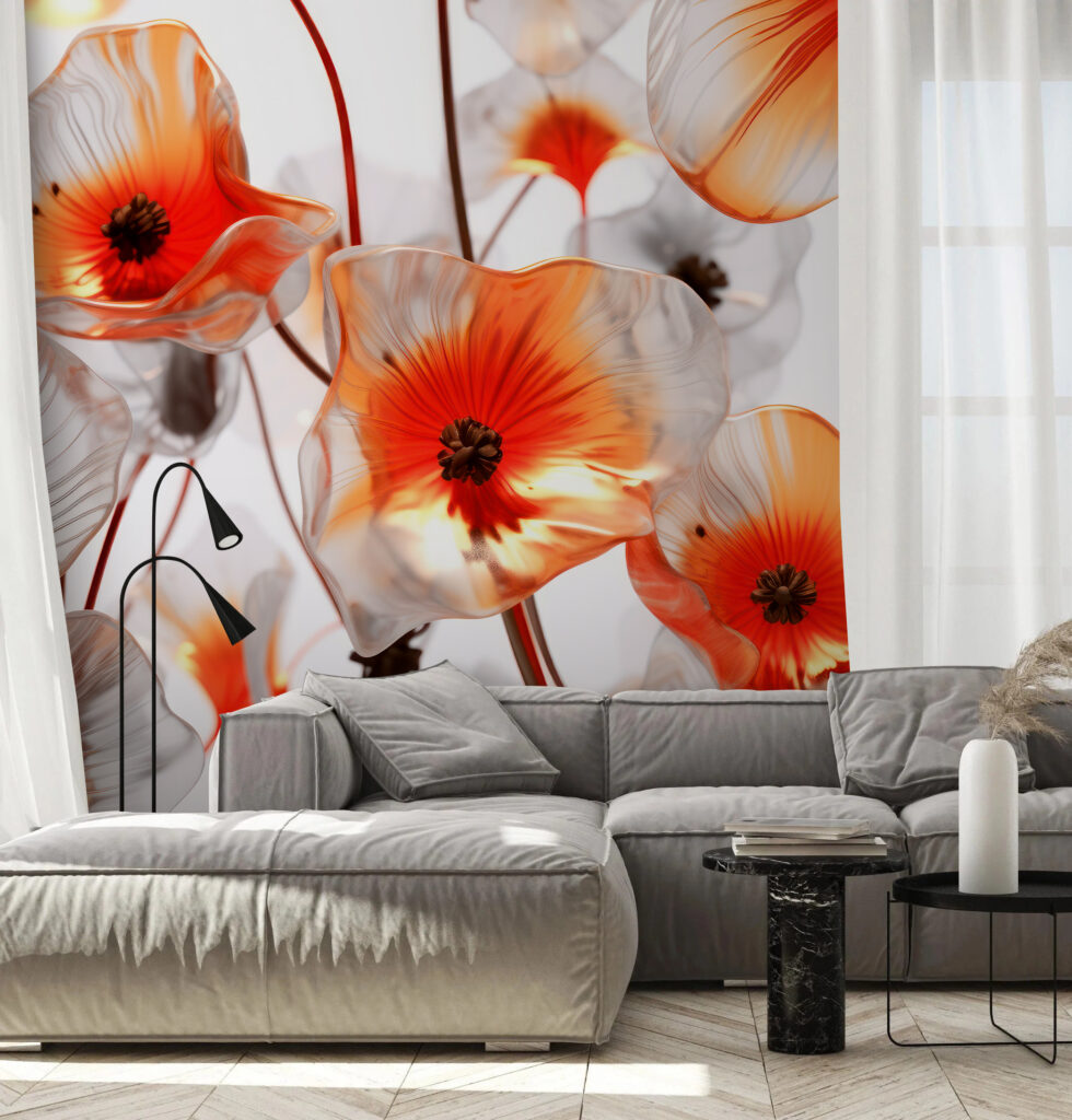 Orange flower cups — interior 3
