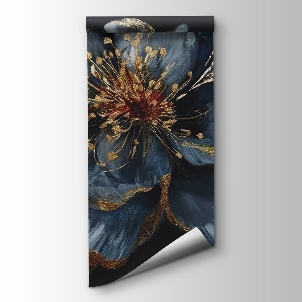 Blue flower, gold accents — product view