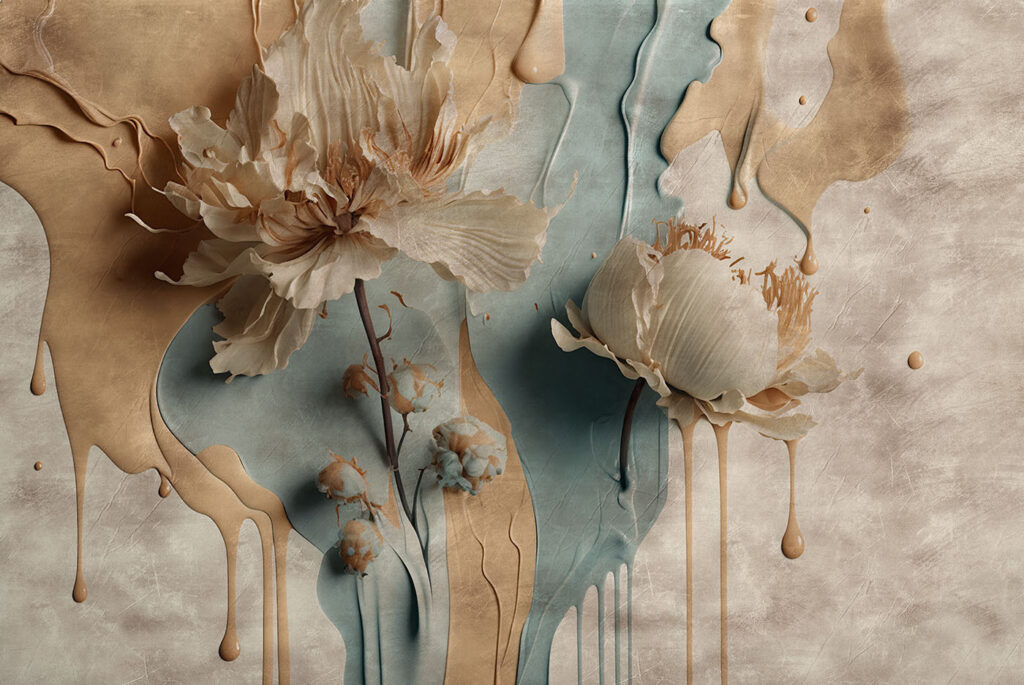Dripping earth-tone flowers — full design
