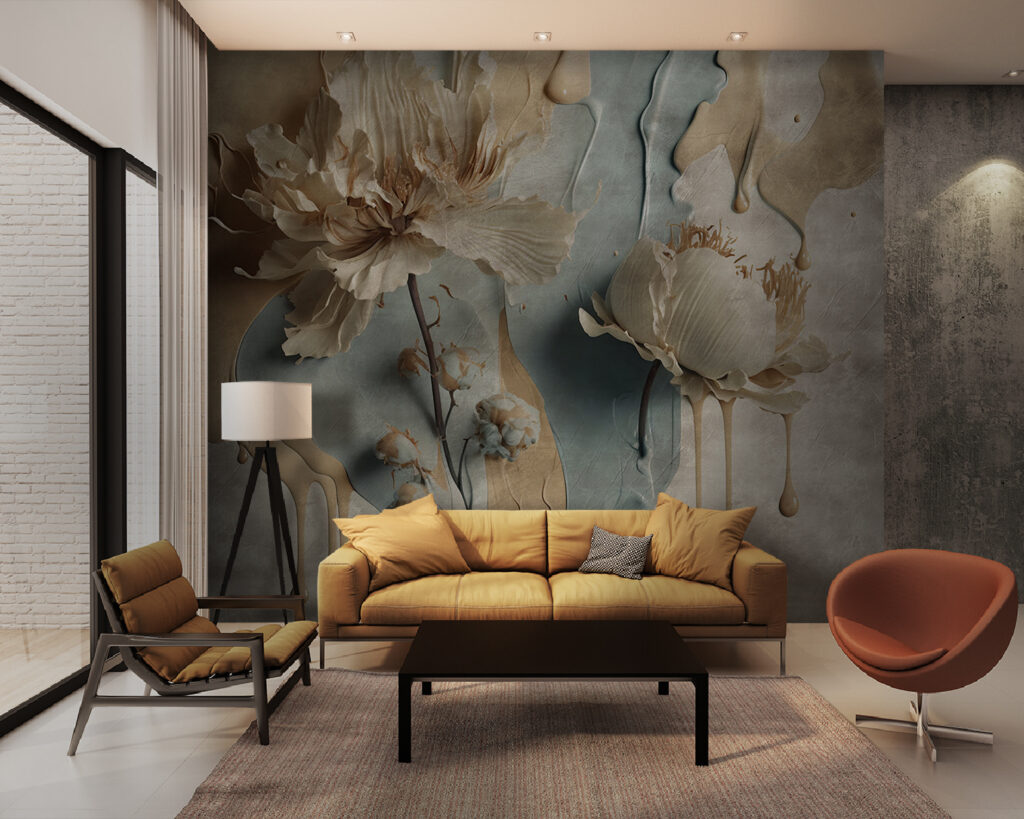 Dripping earth-tone flowers — interior 1