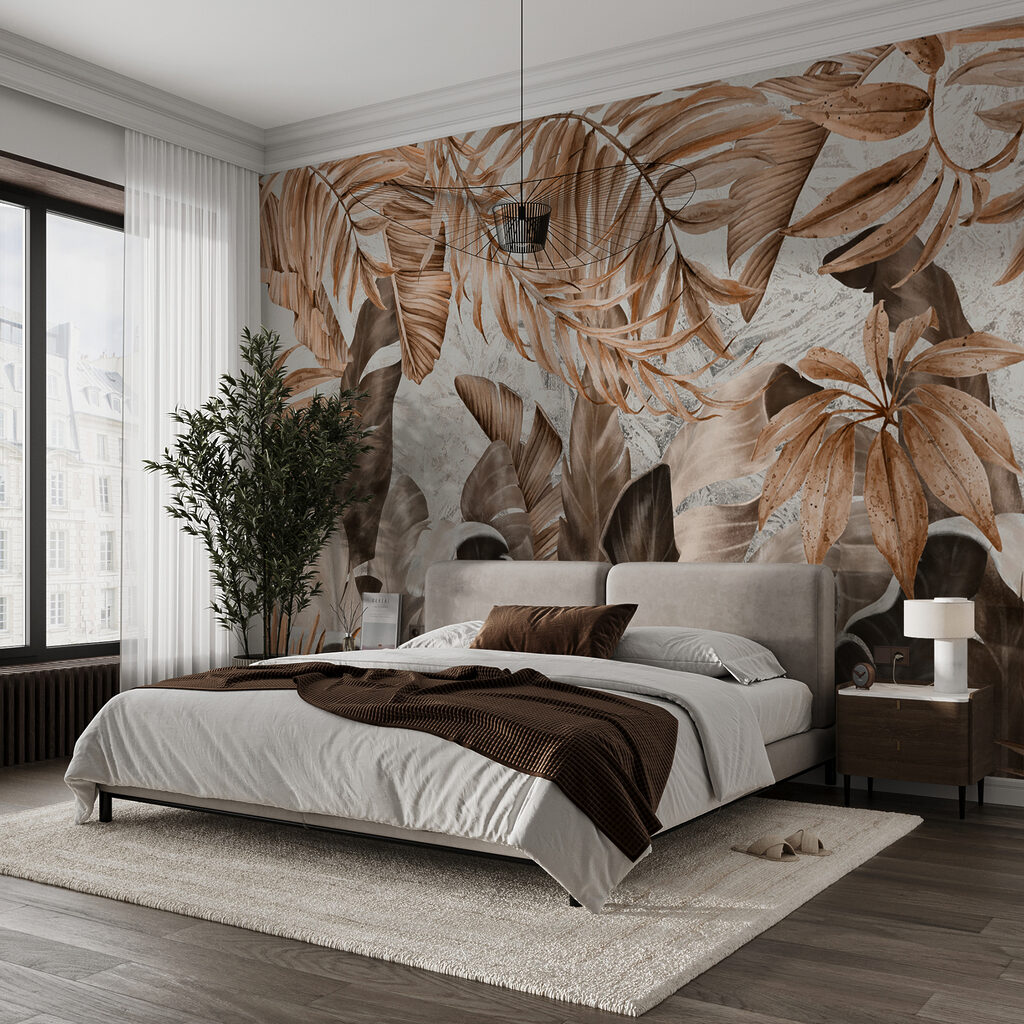 Tropical leaves in cream — interior 4