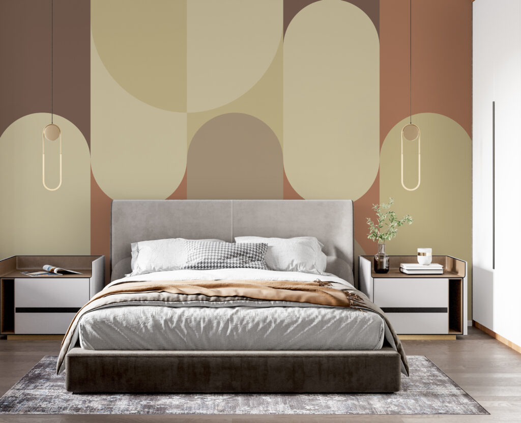 Round earth-toned bands — interior 2