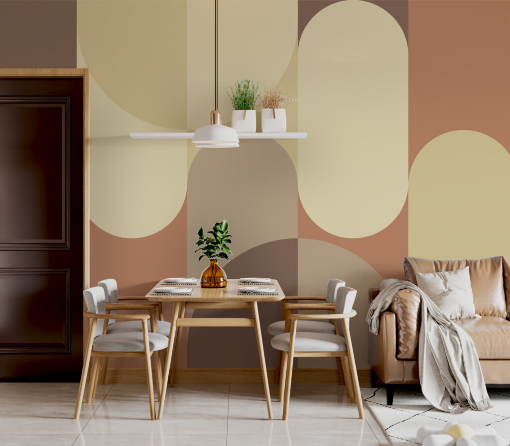 Round earth-toned bands — interior 5
