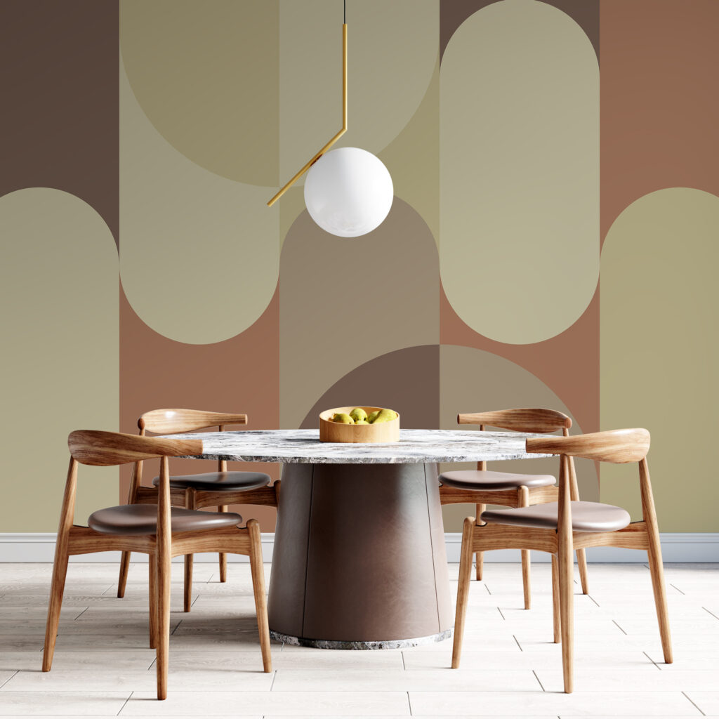 Round earth-toned bands — interior 7