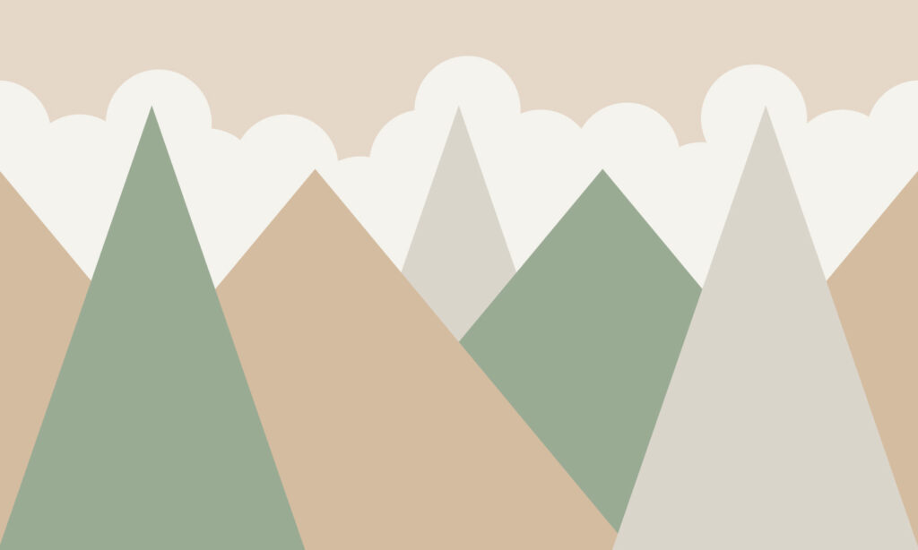 Pastel mountains under clouds — full design