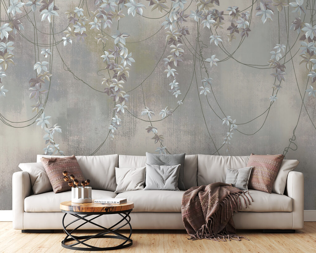 Flower garlands on grey — interior 1