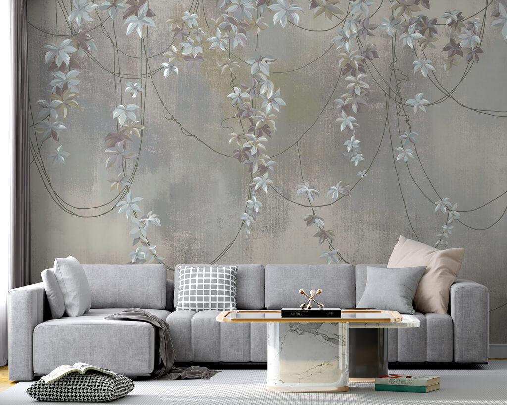 Flower garlands on grey — interior 6