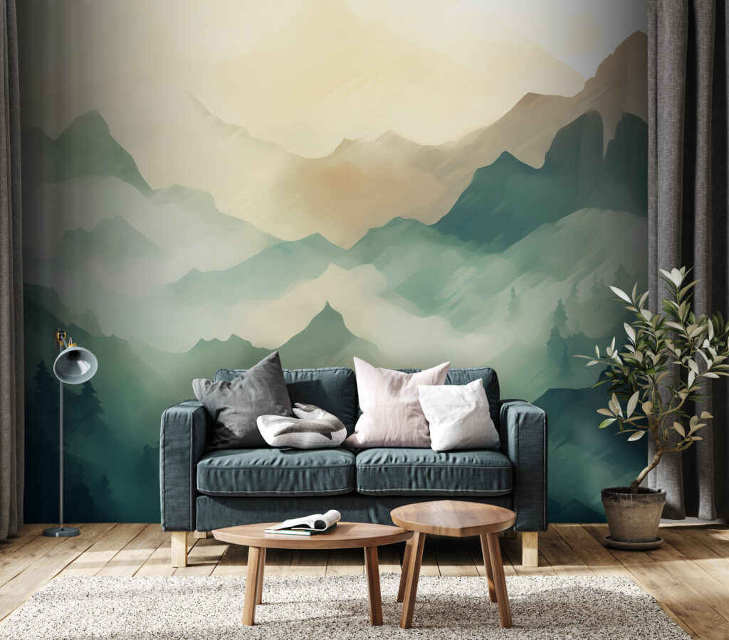 Green mountains in watercolour — interior 1