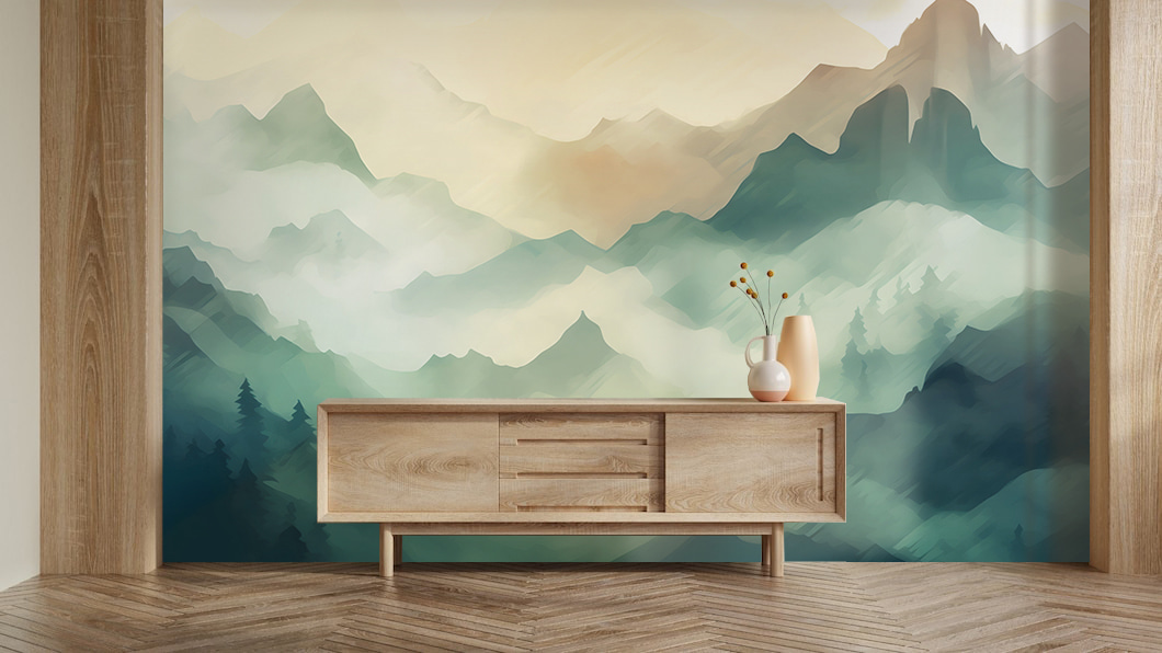 Green mountains in watercolour — interior 2