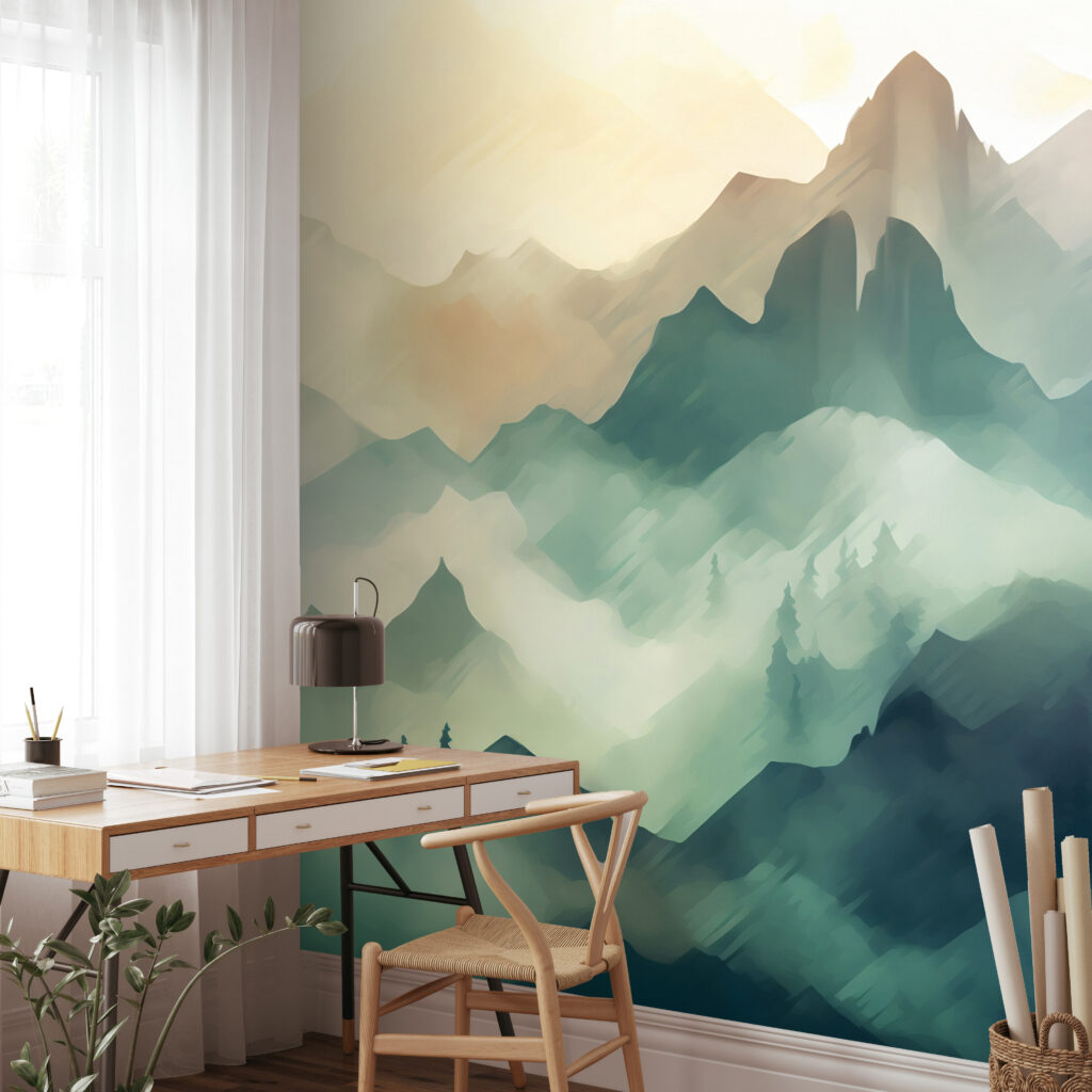 Green mountains in watercolour — interior 3