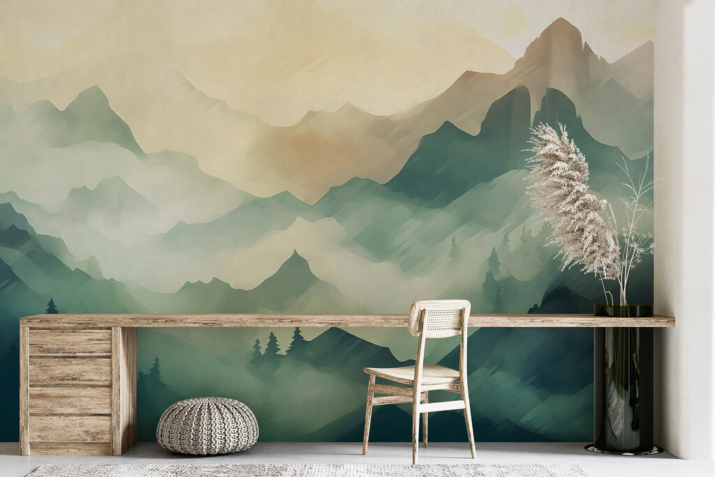 Green mountains in watercolour — interior 5
