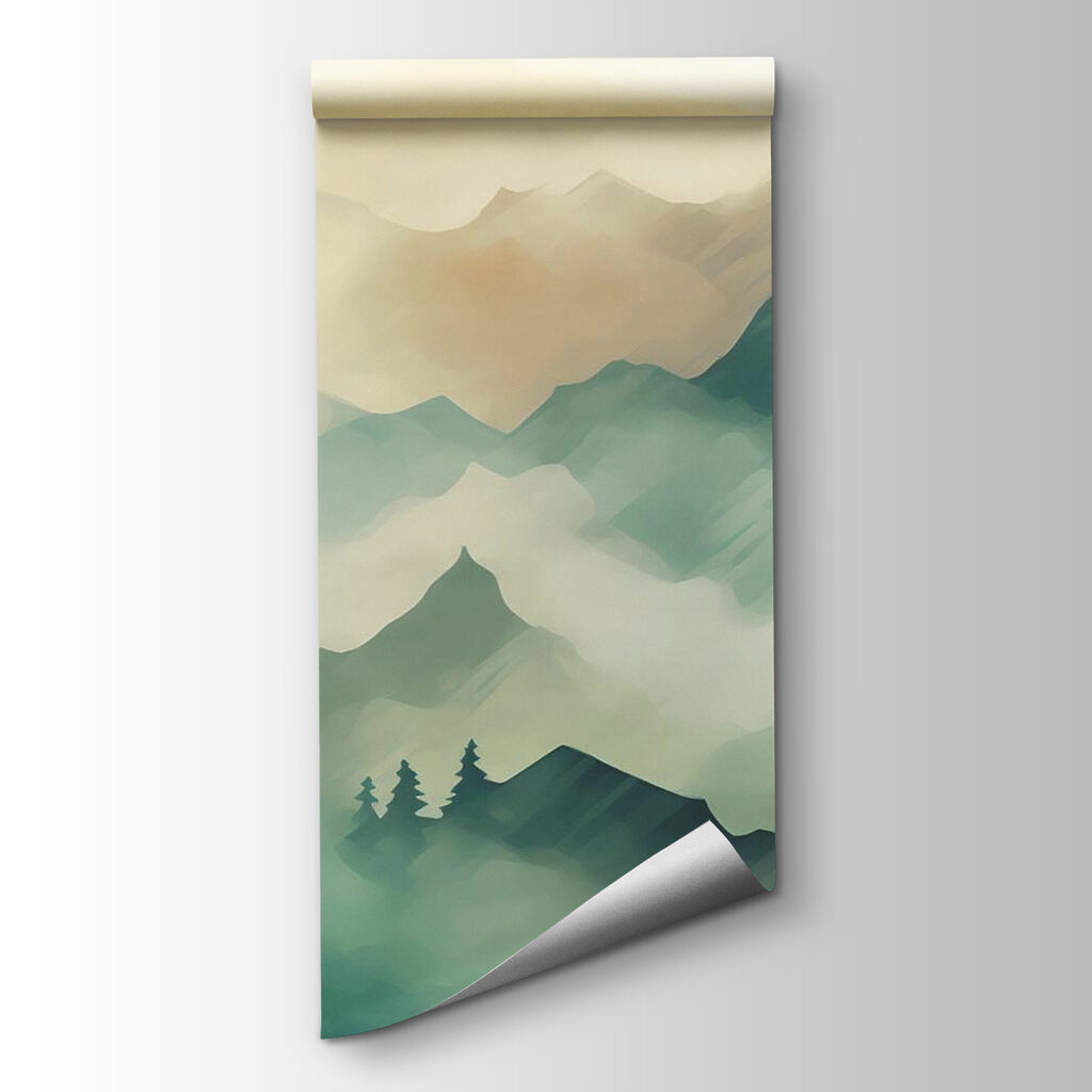 Green mountains in watercolour — product view