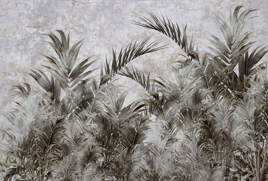 Palms in grey drawing — full design
