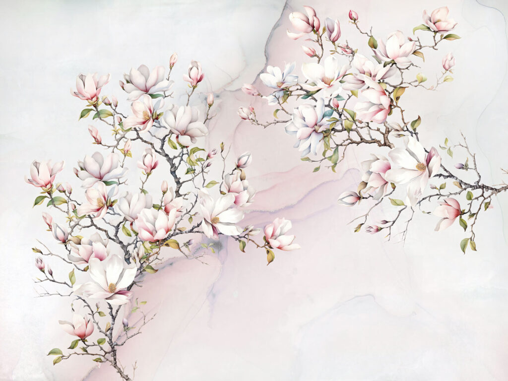 Magnolia Watercolour Branch — full design