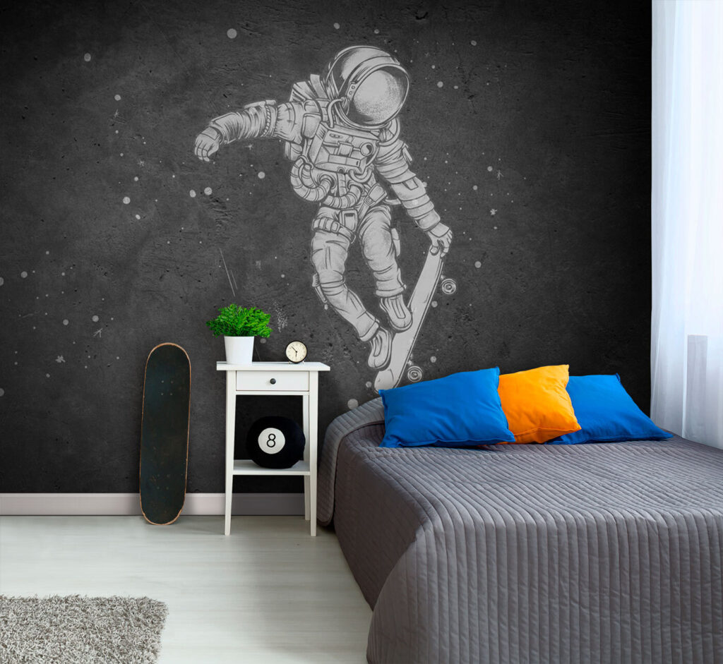 Astronaut on a skateboard — interior 1