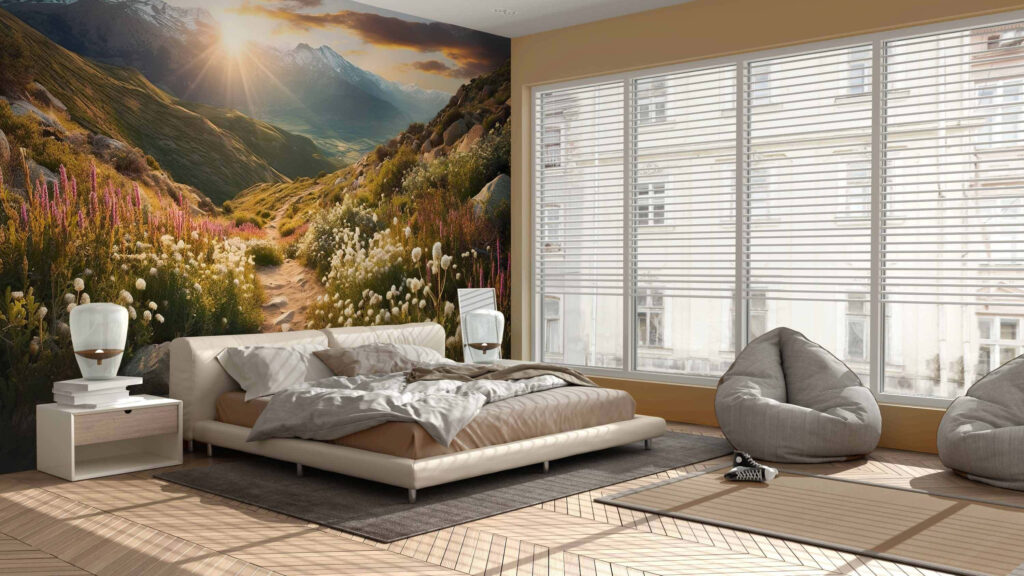 Stone path, mountain sun — interior 1