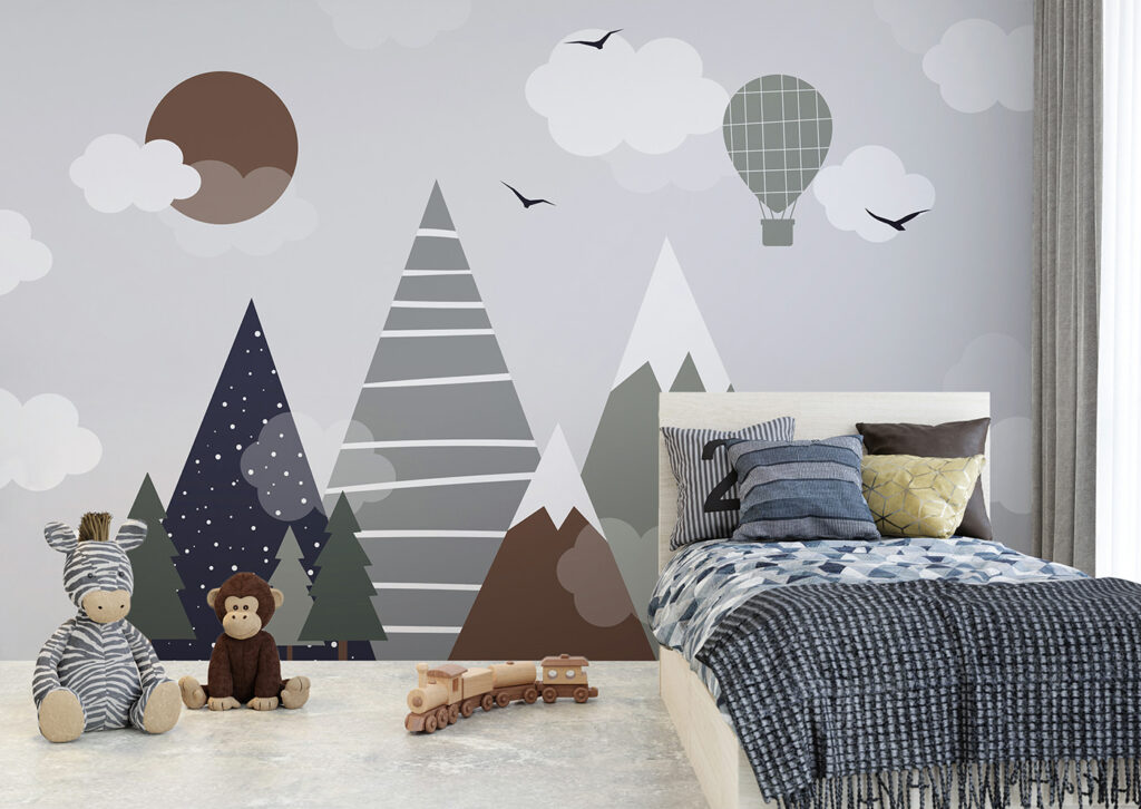 Balloon above geometric peaks — interior 3
