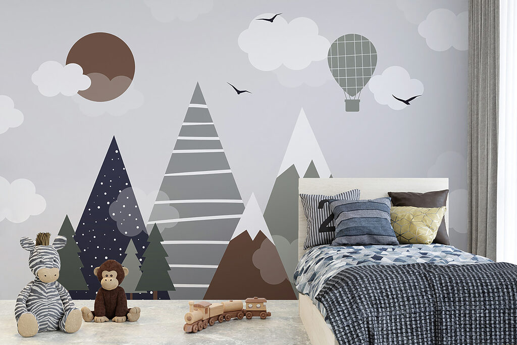 Balloon above geometric peaks — interior 6