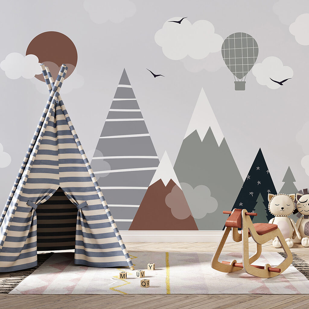 Balloon above geometric peaks — interior 7