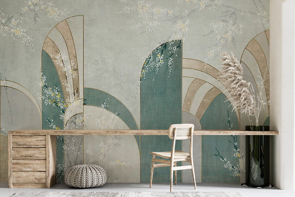 Turquoise arches with blossoms — interior 4