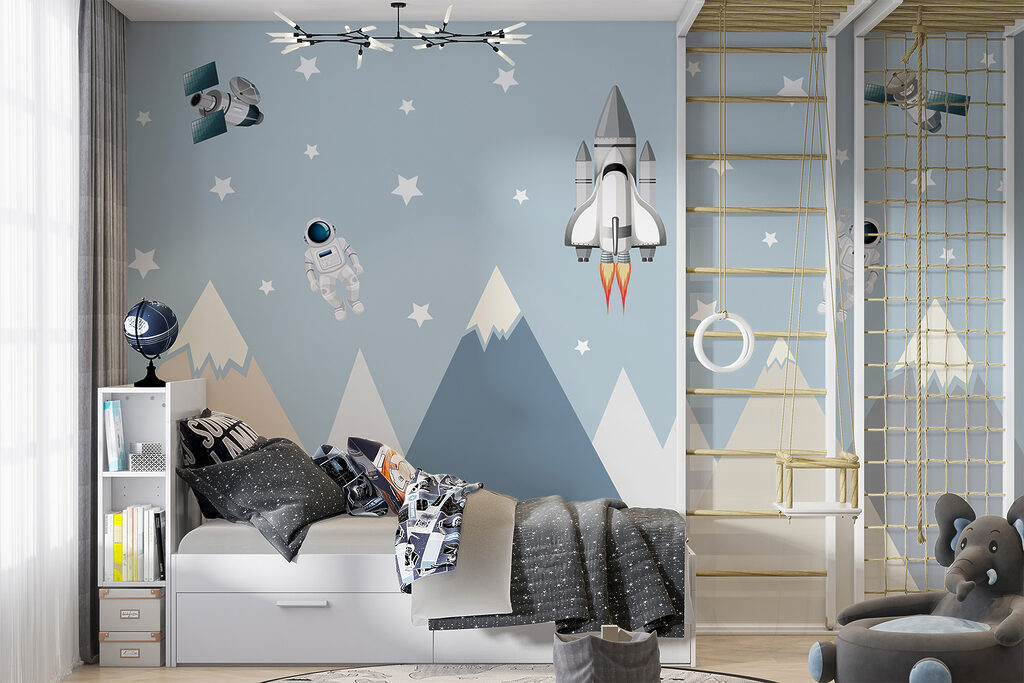 Astronauts above flat mountains — interior 7