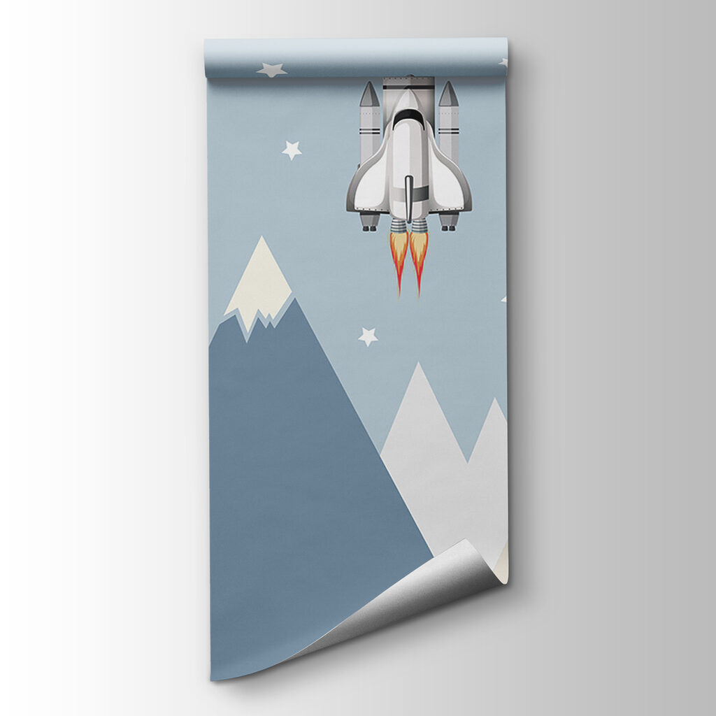 Astronauts above flat mountains — product view