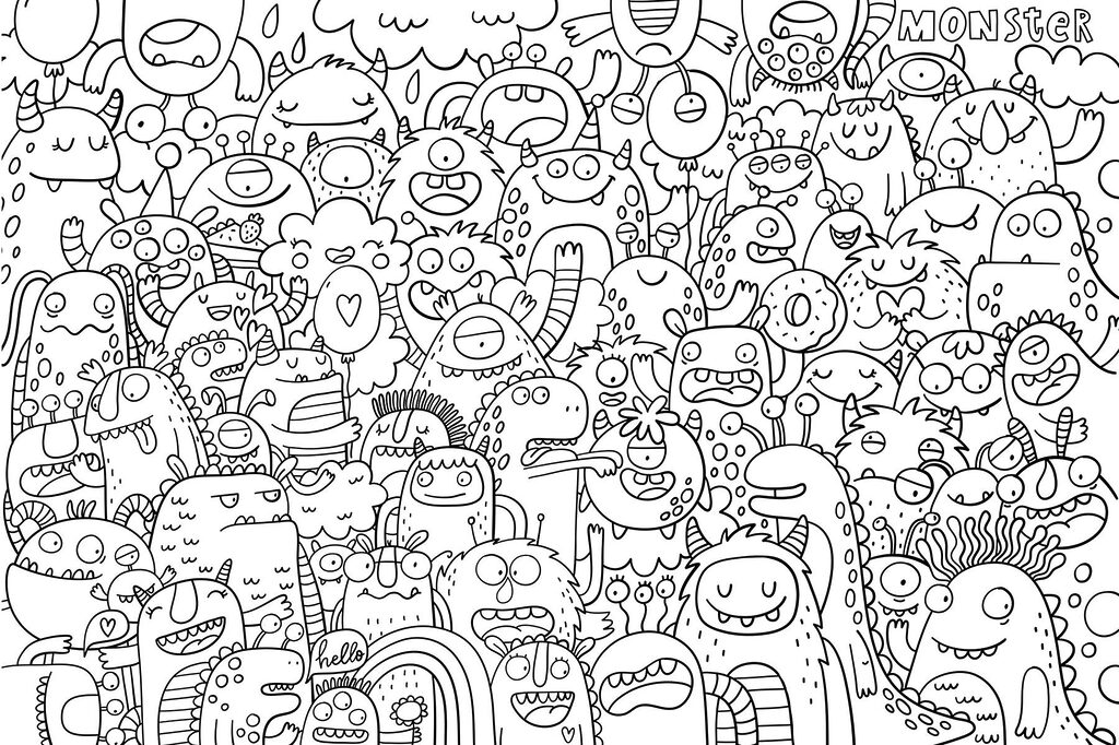Black and white monsters — full design