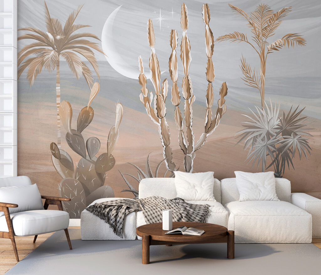 Desert cacti by moonlight — interior 1